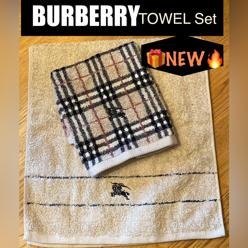 NEW🔥 BURBERRY NOVA CHECK 🐎 Cotton Hand Towel SET🎁💯% Cotton/Camel🔥NWT🎁 - Picture 16 of 16
